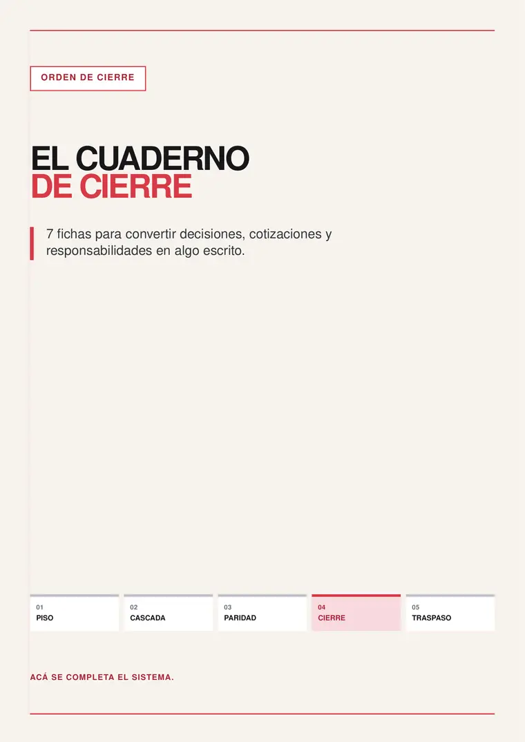 HERRAMIENTA 01 — EL CUADERNO DE CIERRE